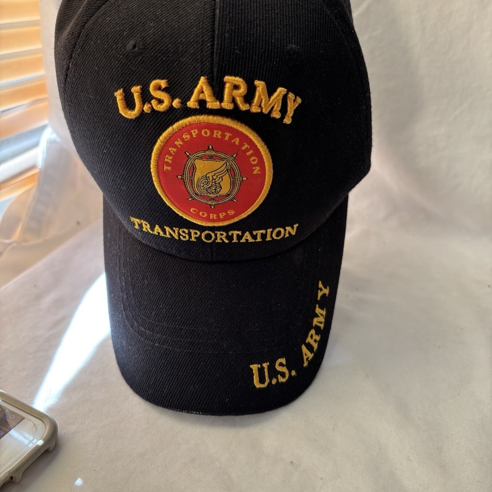 U.S. Army Transportation‎ Embroidered Black Baseball Cap Acrylic adjustable